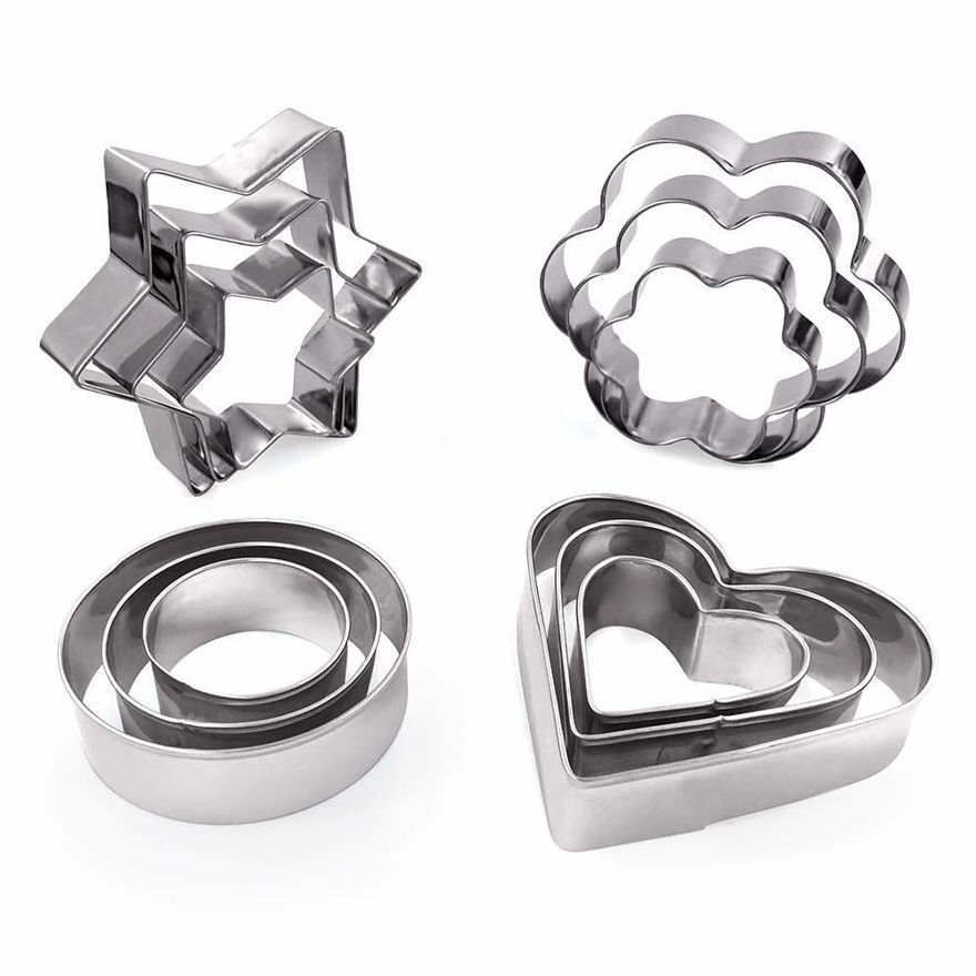 Picture of Cookie Cutters Mini Geometric Shapes Cookie Cutters, Vegetable Shape Cutters For Kitchen,12pcs Stainless Steel Cookie Cutter Set.