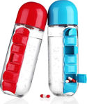 Picture of 2 In 1 Portable Weekly Medicine Pill Box Organizer With 7 Compartments & Water Bottle (600 Ml) (Assorted Color)