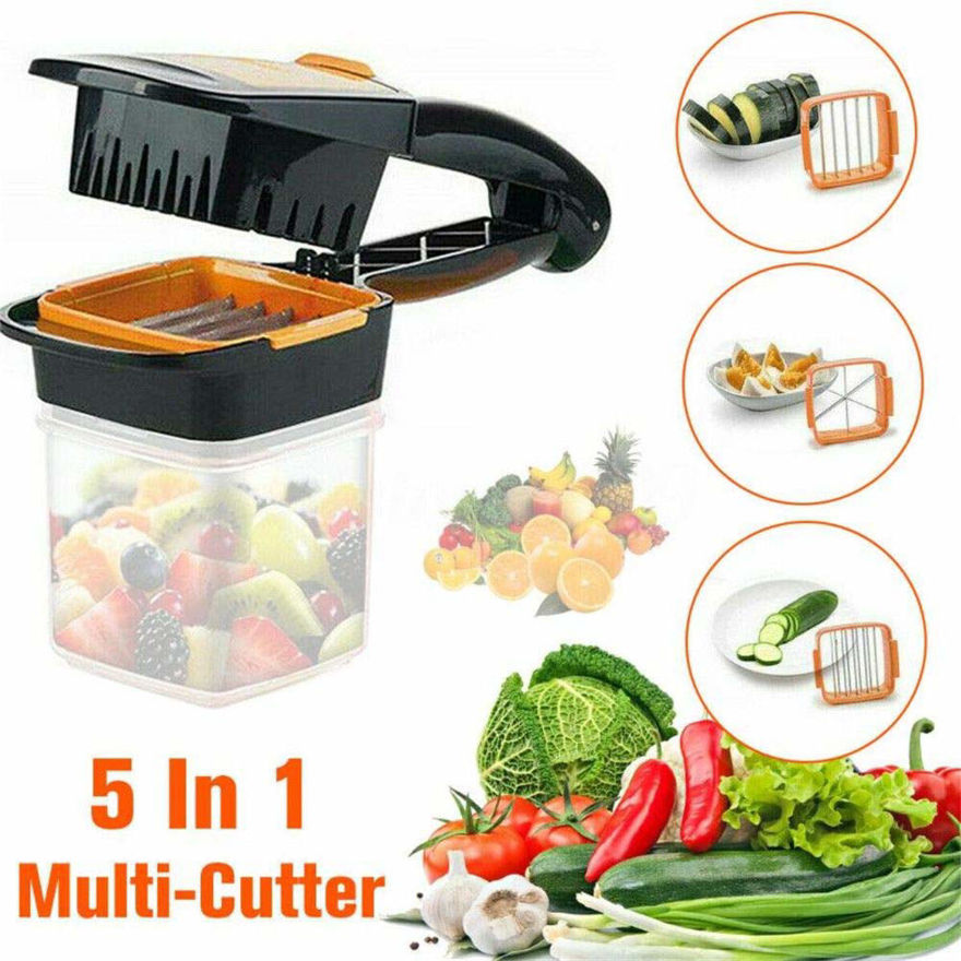 Picture of Plastic Vegetable Dicer Chopper 5 In 1 Multi Function Slicer With Container Onion Cutter Kitchen