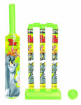 Mini Cricket Set with 1 Plastic Bat and Ball, 3 Wickets, Base and Bail