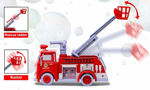 Red Fire Safety Rescue Truck with Emergency Light & Sound. Bubble Blowing Pump and Adjustable Ladder.