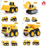 Set of 6 Wheel Metal Construction Trucks Gift Pack Set,Unbreakable Pull Back Friction Powered Engineering Car Construction Vehicle for Kids ,Yellow