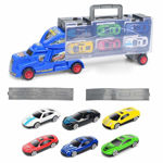 Vila Big Transporter Storage Parking Truck with 6 Metal Alloy Minicars and Ejection Racing Track Car Launcher for Boys and Girls Birthday Gift