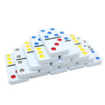 Double Six Color Dot Domino Set with Metal Tin Case, Set of 28