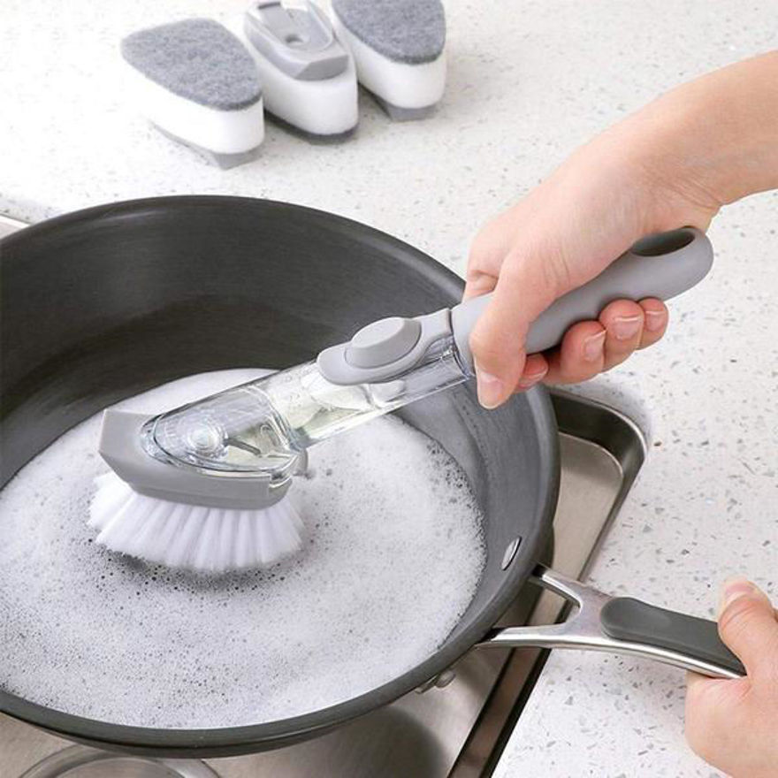 Picture of Automatic Liquid Dispenser Dish Clean Brush Scrubber