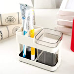 Picture of Cup Toothbrush Toothpaste Stand Holder Bathroom Storage Organizer,Plastic