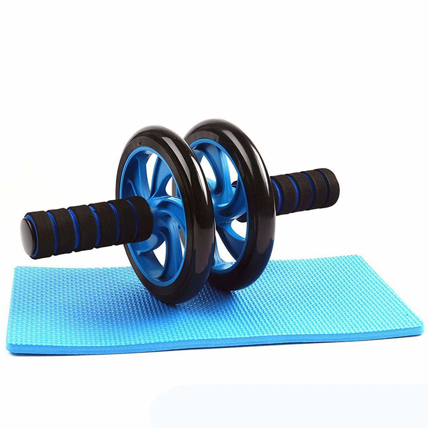 Picture of Anti Skid Double Wheel Total Body Ab Roller With Thick Knee Pad Mat Exerciser For Abdominal Stomach Exercise Training For Men And Women (Multi Color)