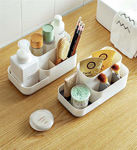Picture of 5 Compartment Kitchen And Bathroom Caddy Storage Holder Stand Organizer Store Shelf Soy Cosmetics Toiletry Toothbrush For Wash Basin And Sink Soap Hand Wash Toothbrush Shaving Kit Toiletry