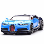 Picture of 1:32 Scale Model Alloy Metal Bugatti Chiron Sports Car Model With Light And Sound Open Doors Pull Toy (Multicolor)