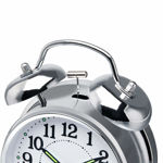 Picture of Twin Bell Table Top Alarm Clock With Night Led Light silver (Small)