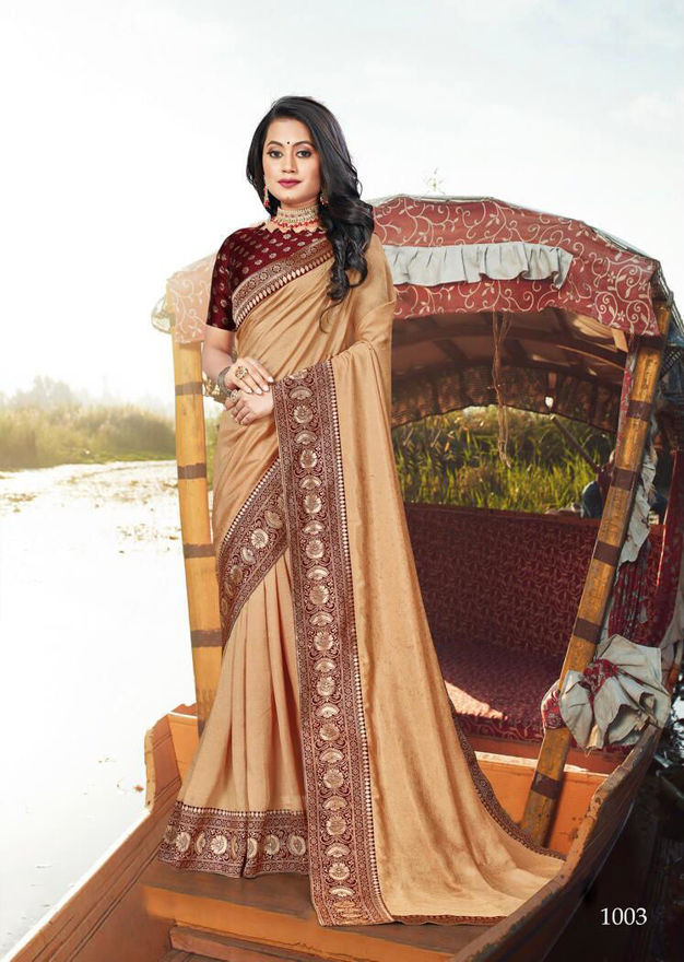 Picture of Pure Skin Color Georgette With Stylish Fashionabale Saree
