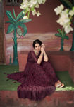 Picture of Pure Georgette With Fancy Lace & Beautiful Dark Maroon Blouse Saree