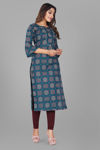 Picture of Pure Peacock Blue Beautiful Cotton Material Kurti