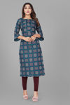 Picture of Pure Peacock Blue Beautiful Cotton Material Kurti