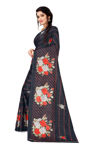 Picture of Beautiful Printed Black Silk Saree With Blouse