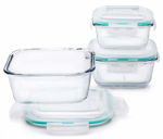 Store High Borosilicate Bakeware, Oven Safe Glass Container Square, Set of 3, Transparent ( 320ml + 520ml + 800ml )