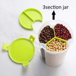 Picture of Cereal Dispenser Storage Jar Box Container Bin With Lid For Kitchen Food Rice Pasta Nuts Grains 3 Section (Assorted Color)