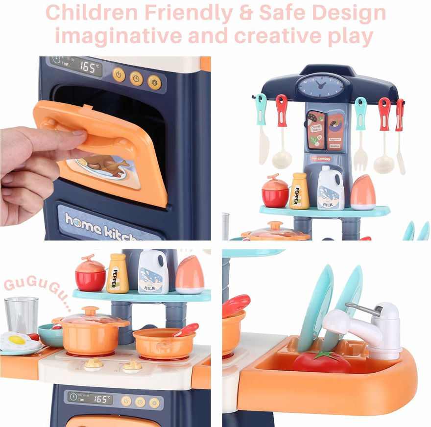 Big size fashion supermarket kitchen set for kids with light, sound and water effect-29 piece set- Multi color