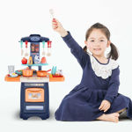 Big size fashion supermarket kitchen set for kids with light, sound and water effect-29 piece set- Multi color