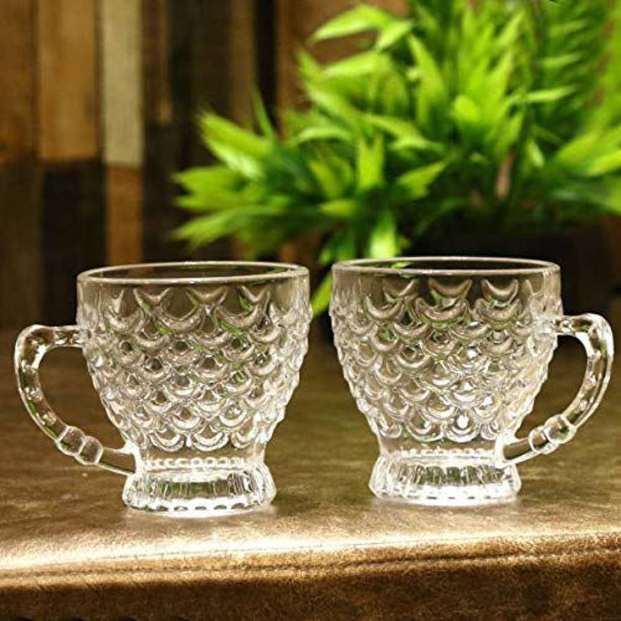 Crystal Clear Bubble Glass Tea &Coffe Cup with Saucer,210 ml - (Cups-6 &Saucers-6) Pack of (12)