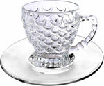 Crystal Clear Bubble Glass Tea &Coffe Cup with Saucer,210 ml - (Cups-6 &Saucers-6) Pack of (12)