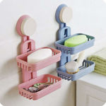 Picture of ABS Double Layer Soap Box Holder with Suction Cup (Medium, Assorted Colour)