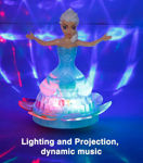 360 Degree Rotating Musical Dancing Girl Doll with Flashing Lights and Bump,Kids Learning Toy,Umbrella Doll,Room Doll House,Doll with Doctor Kit (Premium Doll House) [Blue Dancing Doll]