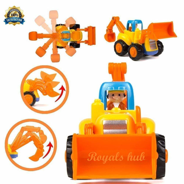 4 Pack Friction Powered Cars Construction Vehicles Toy Set Cartoon Push And  Go Car, Bulldozer, Digger Toddler Baby Kids Toys (Multicolor, Pack Of: 4) -  