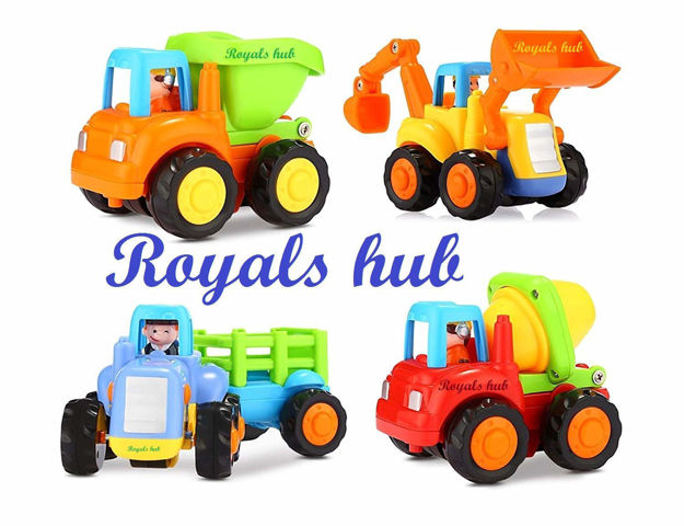 4 Pack Friction Powered Cars Construction Vehicles Toy Set Cartoon Push And  Go Car, Bulldozer, Digger Toddler Baby Kids Toys (Multicolor, Pack Of: 4) -  