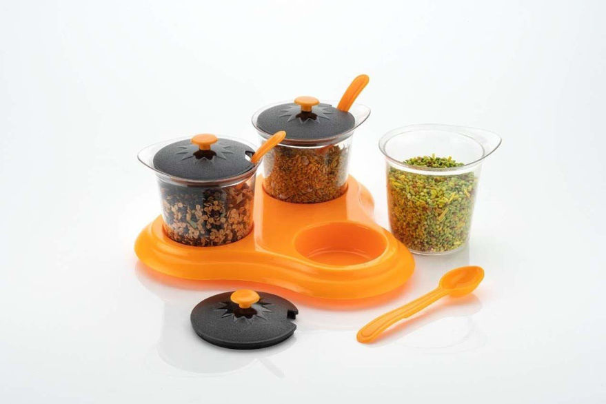 Picture of 3 Pcs Multipurpose Storage And Container For Mukhwas, Masala Tray Set With Spoons