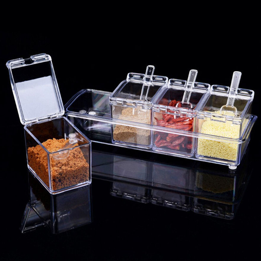 Picture of 4 Pcs Salt And Spice Masala Storage Box For Kitchen