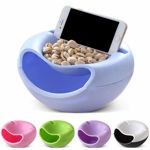 Picture of Fruit Platter Bowl with Smartphone Holder for Using Phone iPad Or Tablet While Eating Snacks Nuts Candies Pistachios Fruits