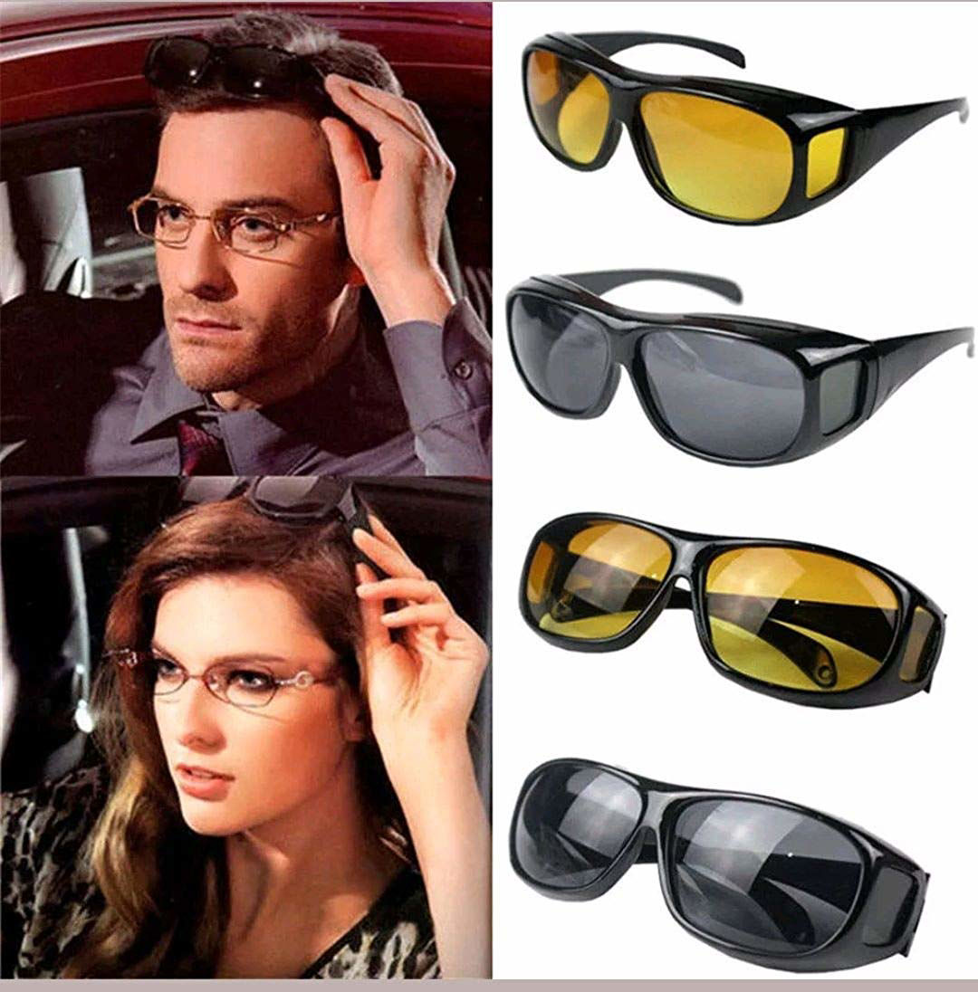 Hd vision Anti Glare Sunglasses Wrap Around Day & Night Driving (Pack ...