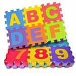 36 pcs Alphanumeric Non-Toxic EVA Foam, Interlocking Puzzle with ABCD and 0-9 Numbers Set, Mini Size Play Toy Mat for Kids (4 x 4 inch)