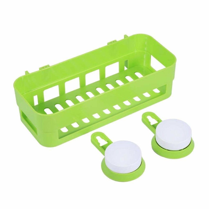 Picture of Plastic Inter Design Bathroom Kitchen Organizer Shelf Rack Basket With Wall Mounting Suction Cups
