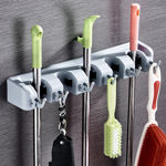 Picture of Wall Mounted Magic Holder Organizer For Broom And Mop With 5 slot 6 Hook