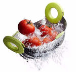 Picture of Foldable Kitchen Colander Drain Basket, Rice Pulses Fruits Vegetable Rice Washing Bowl and Strainer Stainless Steel Bowl (Assorted Color)