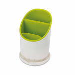 Picture of Plastic Cutlery Drainer Holder for Kitchen | Spoon Holder | Fork Organizer Dryer Storage Dock (White/Green)