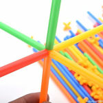 Baby building construction puzzle children's puzzle straw blocks pipette stitching assembly straw build blocks creative toy- Multi color