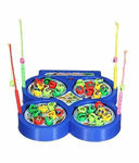 Basics 21 battery operated rotating catching fish game toy for kids (32 fishes) (4 fishing rods) (multi-color) (3+ yr)- Multi color