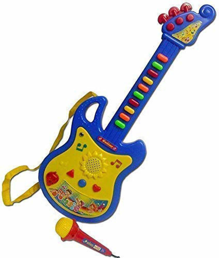 Guitar Toy with Microphone Battery Operated Learning Kids Toy, Full Decorate with Colours