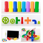 Multi Coloured Educational Play and Learn Plastic Building Block Set Pipes Puzzle Set - Blocks for Kids ( 56 Pieces ) - Blocks Game