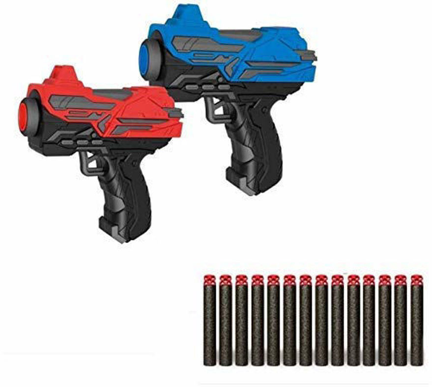 Twin Mini 2 High Speed and Long Range Bullet Gun Pistol Toy with 14 Soft Foam Bullets for Kids (Multicolour)