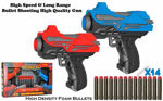 Twin Mini 2 High Speed and Long Range Bullet Gun Pistol Toy with 14 Soft Foam Bullets for Kids (Multicolour)
