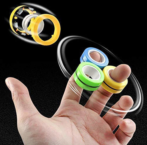 Camouflage-Mixed Color Magnet Toy 3 Pcs Finger Magnetic Ring Colorful Unzip Toys Finger Exerciser Stress Relief and Anti-Anxiety Toy Finger Toy Easy to Use & Carry 