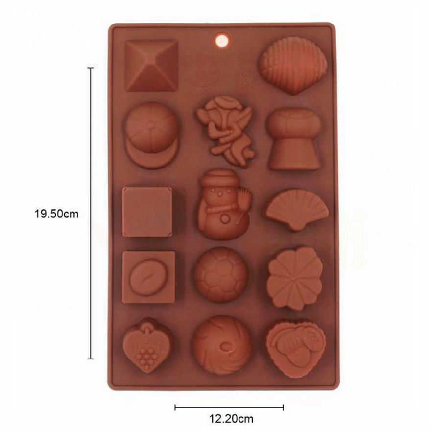 Picture of Silicone Chocolate Molds Reusable Multi Shape 14 Cavity Candy Baking Mold