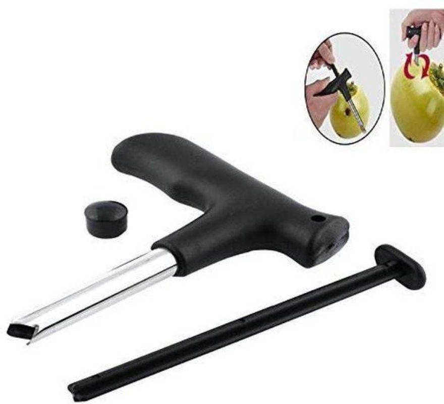 Picture of Coconut Opener Bundle Drill Cutter Cleaning Stick Tap Hot Straight Peeler (Silver)