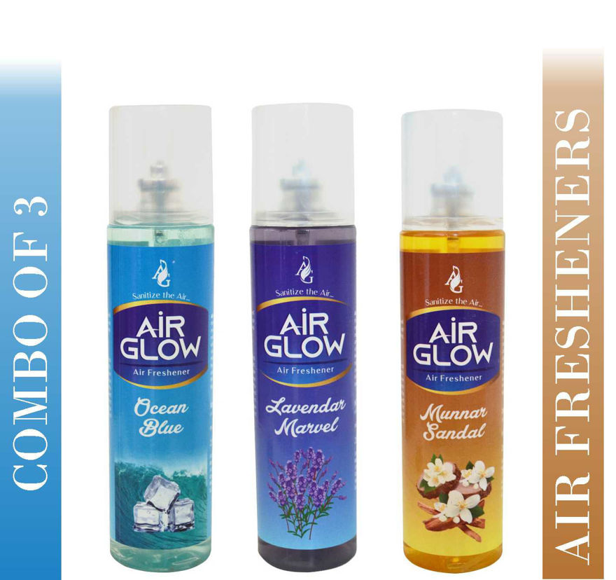 AirGlow Home & Car Fresheners- Lavender & Sandal & Oceanblue Spray  (200 ml)