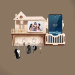 Picture of Wooden Sweet Home Key Holder With 5 Hooks And Charging Purpose Mobile Stand