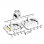 Picture of 304 Stainless Steel Chrome Finish Double Soap Dish Soap Case Soap Holder Double Soap Stands Bathroom Accessories Anti Rust Ig